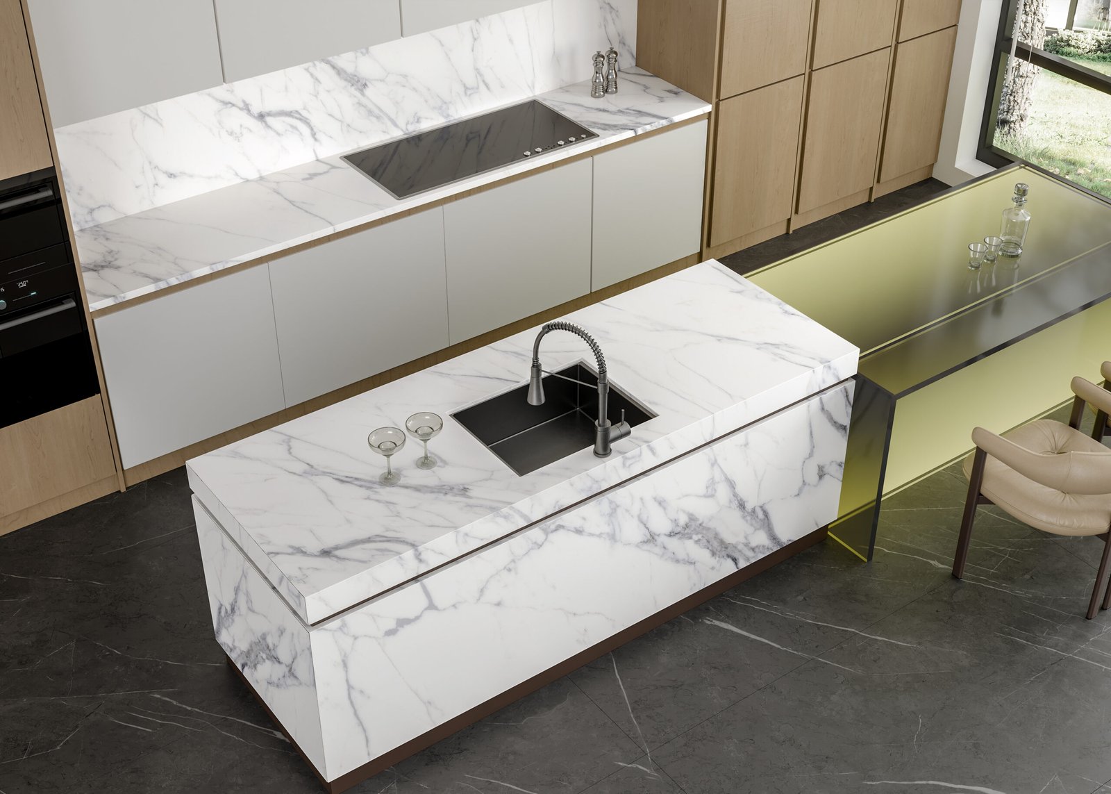 Carrara Italy Keramiek Bij Natuursteen Slab