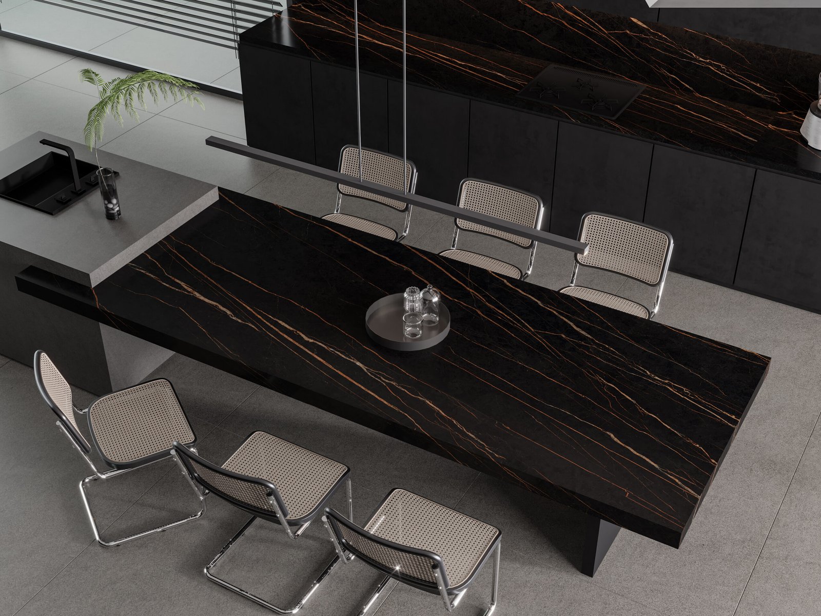 Laurent Gold Keramiek Bij Natuursteen Slab